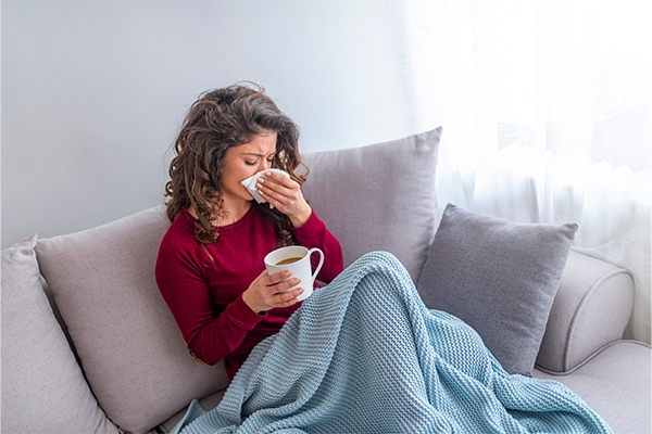 People with the flu usually experience coughing, a runny nose, muscle aches, and fatigue.